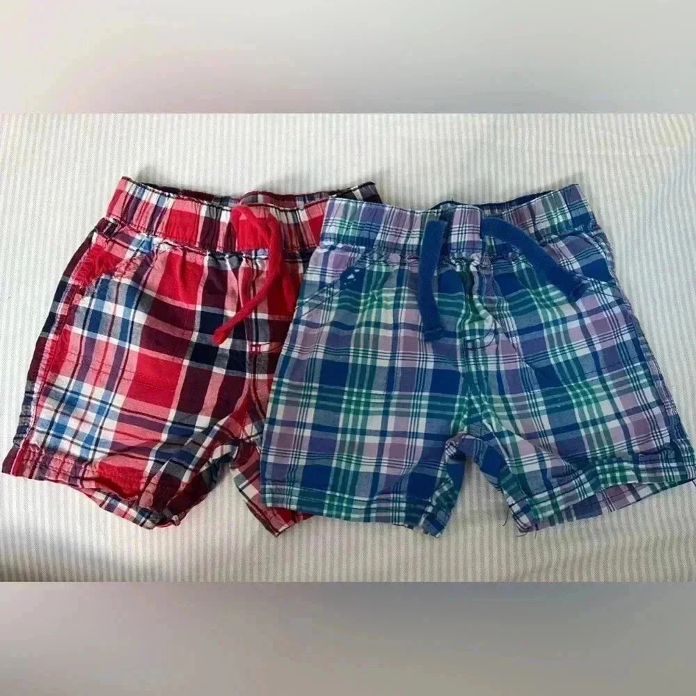 First Impressions Baby Boys Plaid Shorts (set of two)